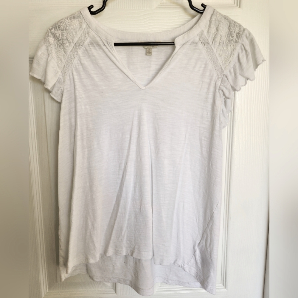 Lucky Brand size Large white blouse with lace detail